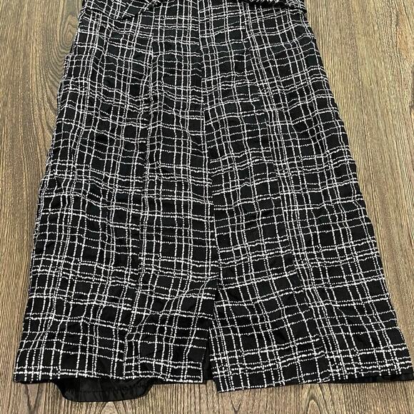 Merona Womens Linen Sheath Dress Sleeveless Knee Length Plaid Black/White Sz 12 - Picture 7 of 8